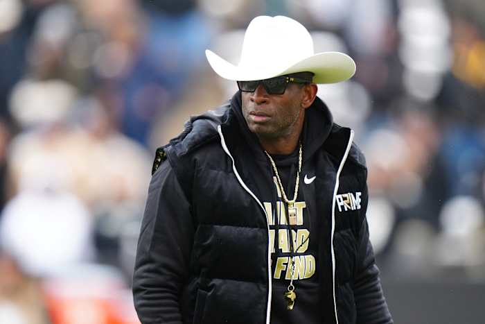 Colorado Buffaloes head coach Deion Sanders during the first half of the spring game at Folsom Field